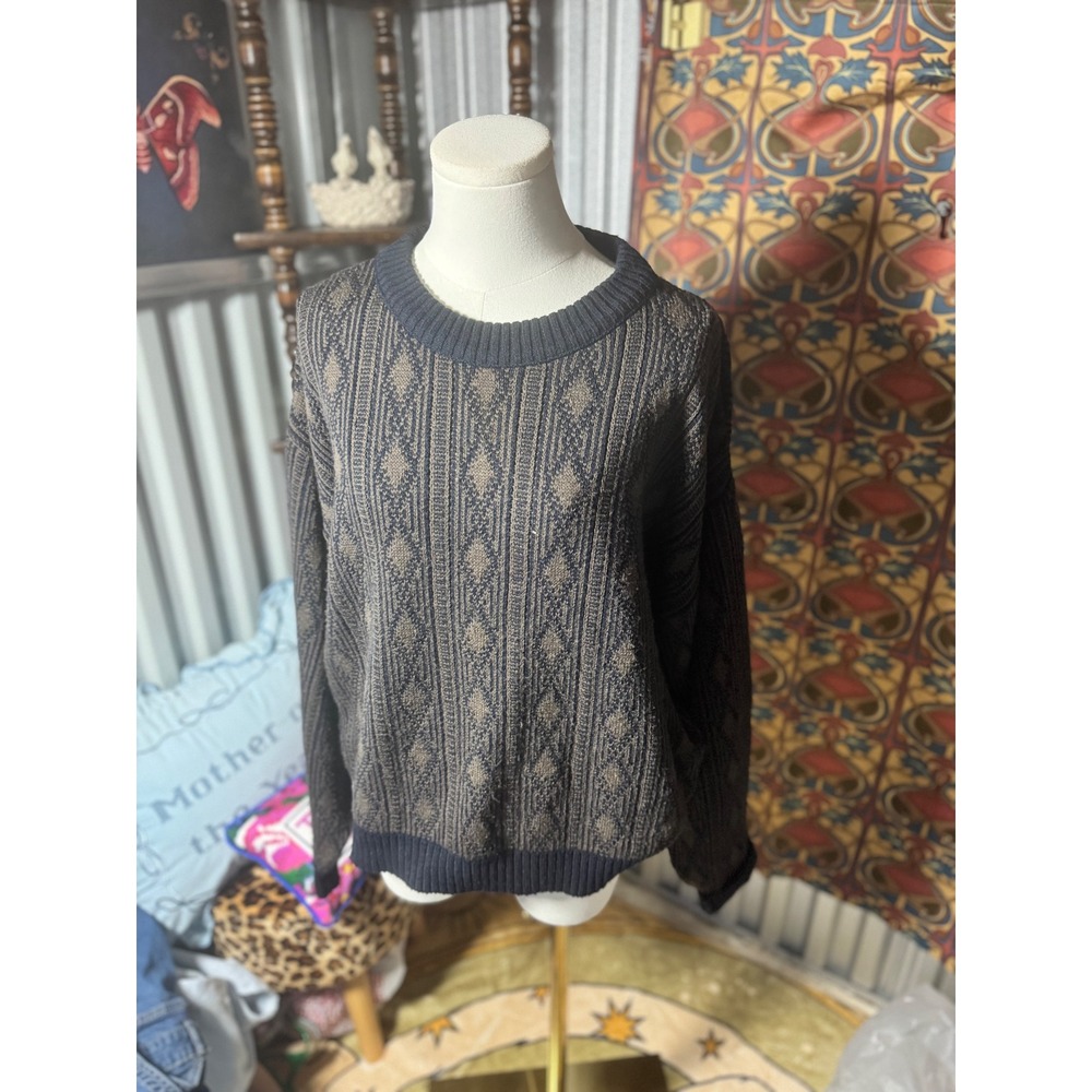 Jantzen‎ Classics Mens Medium Knit Sweater Brown Diamond Pattern Pullover